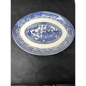 Vintage Blue Willow Willow Ware 13 Inch Oval Platter Chinese Restaurant-ware